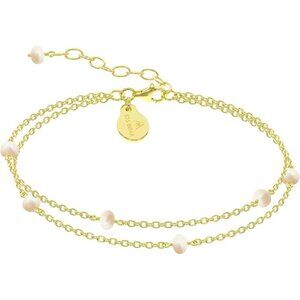 Pearl Gold Handmade Double Chain Bead Bracelet
